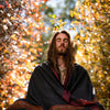 SAMADHI Meditation Prayer Shawl Blanket Cosy Dark Grey Cashmere Yak Wool and Acrylic Wool Blend Tibetan Lahsa Tribal Embroidery Zen AJJAYA