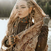 Beige Cotton Scarf with Sacred Shipibo Pattern