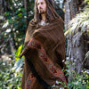 JHANA Shawl Bronze and Black Meditation Prayer Blanket Cosy Cashmere Yak Wool and Acrylic Wool Tibetan Tribal Celtic Embroidery Zen AJJAYA