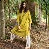 YOSEPH Yellow Aramaic Gown Kurta Long Top Mens Dress Shirt Biblical Natural Cotton Handwoven Block Print Natural Plant Dye Ceremony AJJAYA