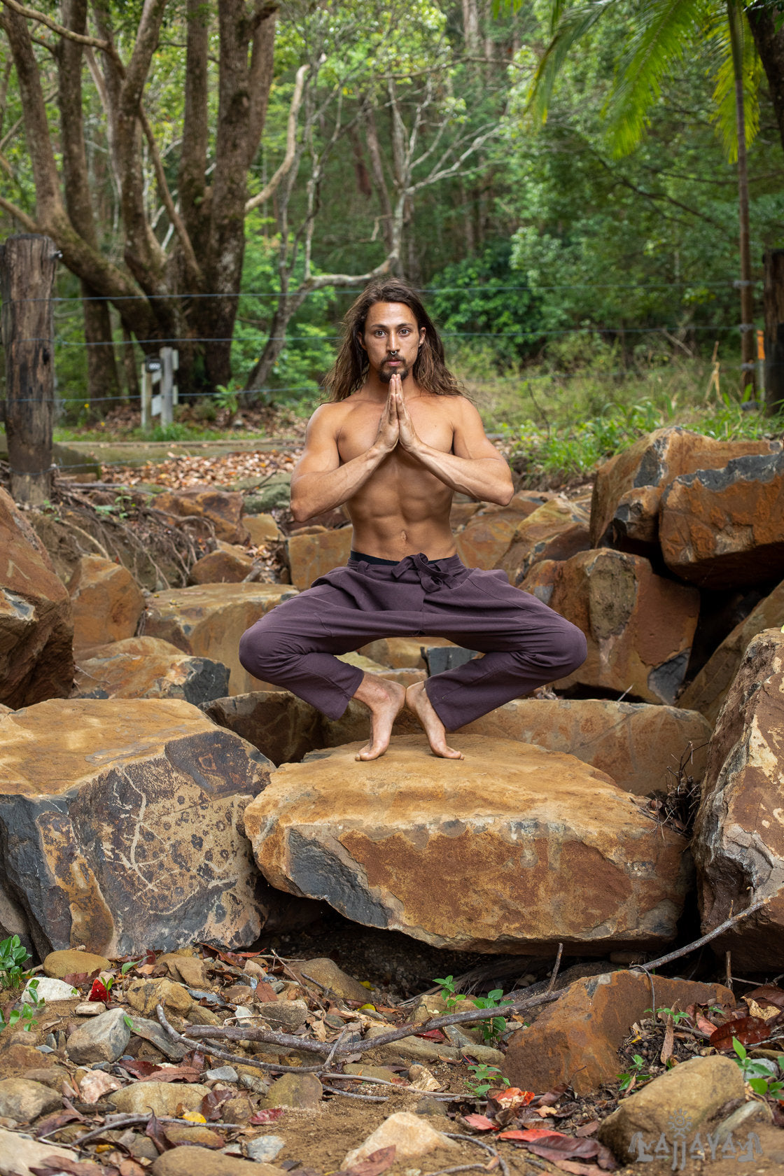 Pantalones bombachos de algodón para hombre, marrón, entrepierna caída, Alibaba, Yoga, cómodos, transpirables, talla única, pantalones sueltos para festival, bohemio, hippie, natural, terroso, AJJAYA