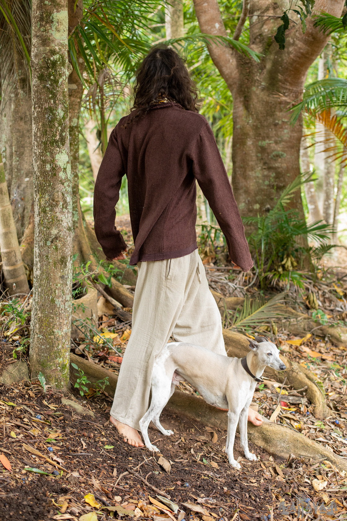 Mens Brown Long Sleeve Top Handmade Neo Matrix Apocalyptic Shirt, Gypsy Earthy Rugged Tribal Nomadic Ethnic Festival Rave Primitive AJJAYA
