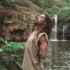 Mens Tank Top Handmade Beige Neo Gypsy Sleeveless Earthy Top Shirt, Tribal Jungle Natural Savage Neck Festival Rave AJJAYA Nomadic Primitive