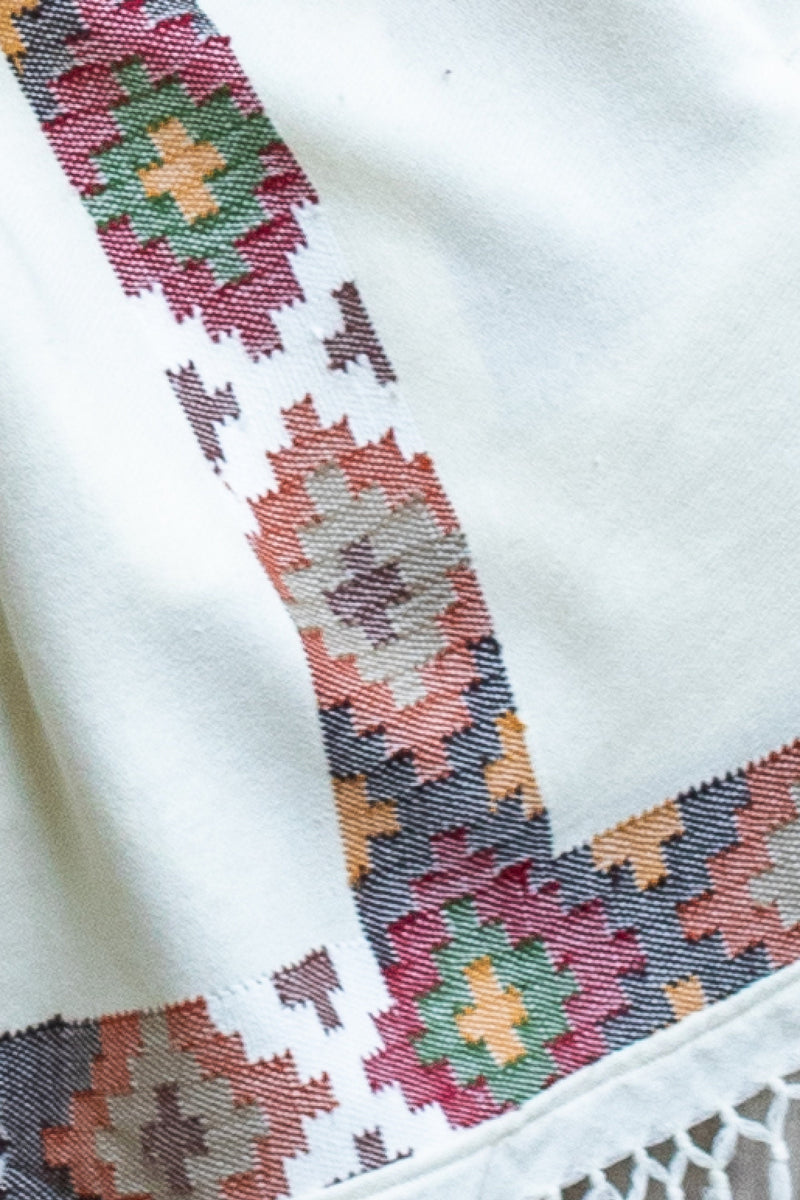 SADHU Black Shawl Handwoven Wool Meditation Prayer Scarf Blanket Premium Pure Cashmere Winter Tribal Zen Embroidery Boho Wrap AJJAYA