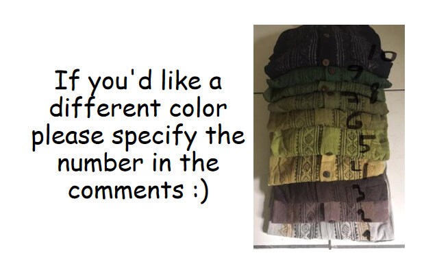 PABLO Olive Green Mens Loose Button Down Collar Shirt Cotton Long Sleeve Top Naturally Dyed Block Printed Pattern Front Pocket Casual AJJAYA