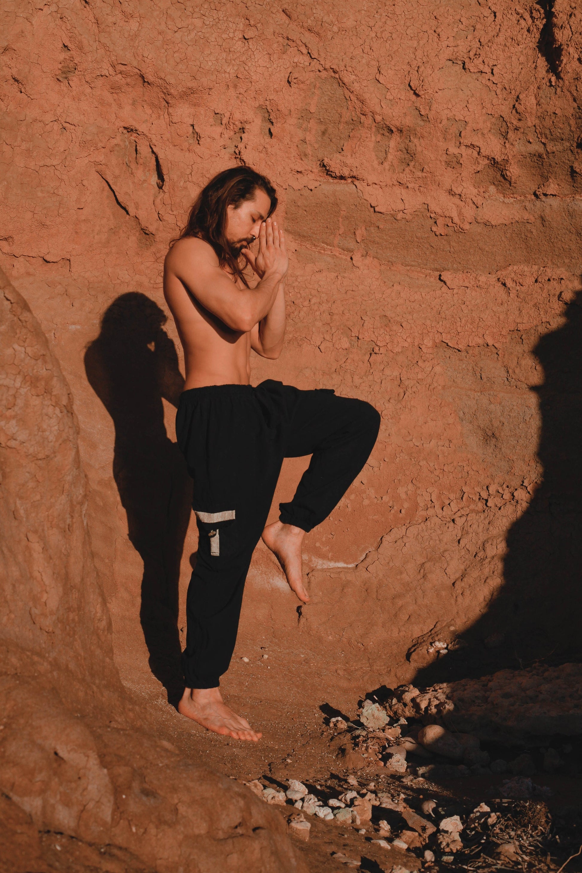 OKKO Organic Hemp and Cotton Mens Pants Black, Handmade, Four Pockets, Eco friendly, Sustainable Comfortable Earthy Yoga Gypsy Boho AJJAYA