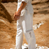 OKKO Beige Organic Hemp and Cotton Mens Pants, Handmade, Four Pockets, Eco friendly, Sustainable Comfortable Earthy Yoga Gypsy Boho AJJAYA