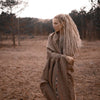 TATHAGATHA Brown Oversized Meditation Shawl Handwoven Pure Cashmere Wool Embroidered Blanket Handmade Winter Zen Wrap Himalayan AJJAYA