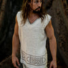KAURI Beige Mens Sleeveless Tank Top Handmade Muscle Gypsy Earthy Shirt, Tribal Jungle Natural Savage Festival Rave AJJAYA Nomadic Primitive