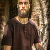 ASURA Mens Top Brown Sacred Plant Shipibo Pattern Pocket T Shirt Shamanic Neo Tribal Gypsy Ritual Shaman Ethnic Handmade AJJAYA