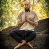 ASURA Mens Top Beige Brown Sacred Plant Shipibo Pattern Pocket T Shirt Shamanic Neo Tribal Gypsy Ritual Shaman Ethnic Handmade AJJAYA
