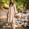 YOSEPH Kurta Beige Aramaic Gown Long Top Mens Dress Shirt Biblical Natural Cotton Handwoven Block Print Natural Plant Dye Ceremony AJJAYA