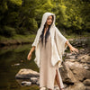 WIZARD Womens Hooded Kimono Vest Ivory Beige Tribal Ritual Ceremony Gypsy Festival Magic Ritual Alchemy Primitive Rave Boho Earthy AJJAYA