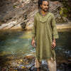 YOSEPH Kurta Green Aramaic Gown Long Top Mens Dress Shirt Biblical Natural Cotton Handwoven Block Print Natural Plant Dye Ceremony AJJAYA