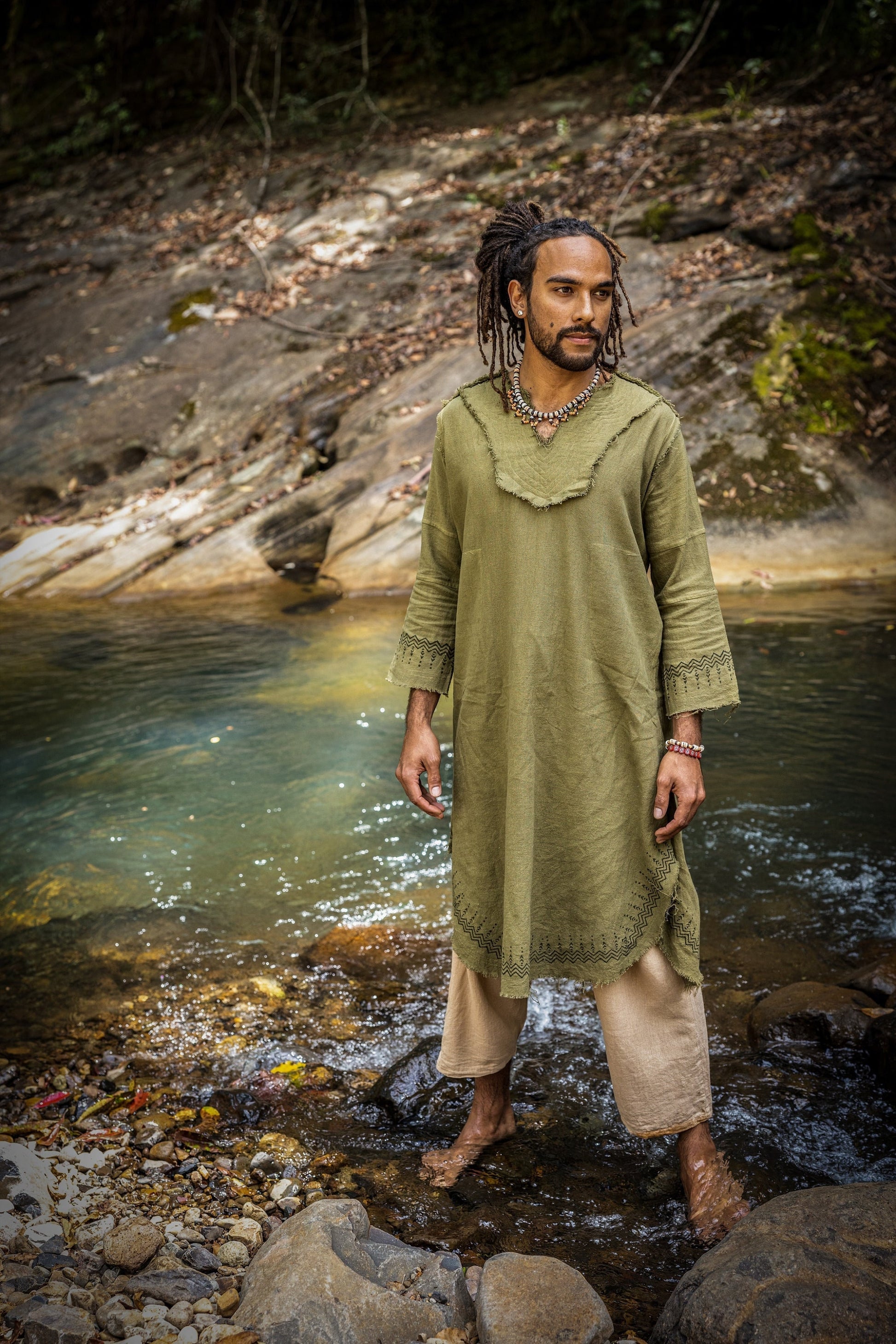YOSEPH Kurta Green Aramaic Gown Long Top Mens Dress – AJJAYA
