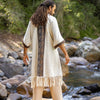 BUNTU Beige Kimono Robe Handmade Tribal African Patterns Natural  Textured Cotton Shamanic Ceremony Ritual Festival Boho Gypsy AJJAYA