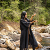 BUNTU Black Womens Kimono Robe Handmade Tribal African Patterns Natural Textured Cotton Shamanic Ceremony Ritual Festival Boho Gypsy AJJAYA