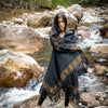 JUBBA Black Womens Hooded Cloak Long Sleeve Poncho Jacket Festival Tribal Dystopian Apocalyptic Block Printed Steampunk Handmade Dune AJJAYA