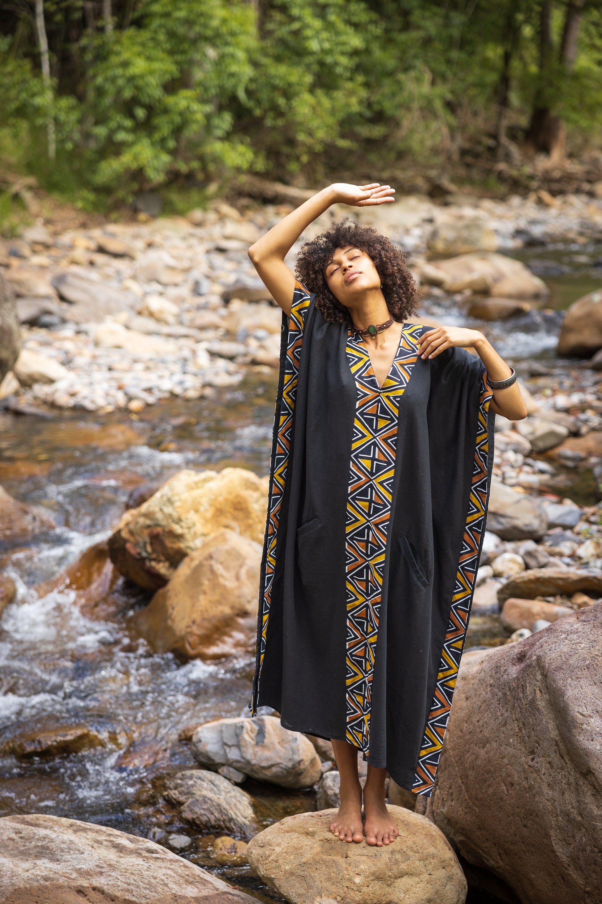long black kaftan dress Black Cotton Kaftan Dress * Boho Fringe Sleeve Maxi * Gothic Evening Gown * Handloom Wedding Outfit