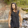 ARIKI Mens Black Tank Muscle Top Sleeveless Shirt Loose Fit Handmade Cotton Tribal Festival Natural Dyed Earthy Dystopian Steampunk AJJAYA