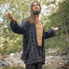 KHAL Mens Black Open Cotton Shirt Top Handwoven Natural Eco Dyed Block Printed Buttonless Gypsy Tribal Primitive Festival Muscle Vest AJJAYA