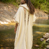 MAGOS WIZARD Long Mens Hooded Kimono Vest Ivory Beige Tribal Ritual Ceremony Gypsy Festival Magic Ritual Primitive Rave Boho Earthy AJJAYA