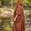 MAGOS WIZARD Long Rustic Orange Mens Hooded Kimono Vest Tribal Ritual Ceremony Gypsy Festival Magic Ritual Primitive Rave Boho Earthy AJJAYA