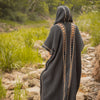 MAGOS WIZARD Long Black Raven Mens Hooded Kimono Vest Tribal Ritual Ceremony Gypsy Festival Magic Ritual Primitive Rave Boho Earthy AJJAYA