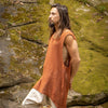 TAKU Rustic Orange Tank Top Tribal Asymmetric Natural Netted Cotton Breathable Loose Free Flow Festival Plant Based Dyed Muscle Shirt AJJAYA