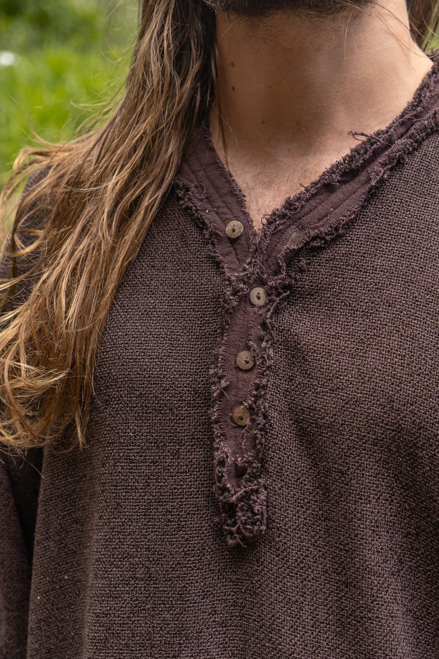 NEO Matrix Mens Brown Long Sleeve Top Handmade Apocalyptic Shirt Gypsy Earthy Rugged Tribal Nomadic Ethnic Festival Rave Primitive AJJAYA