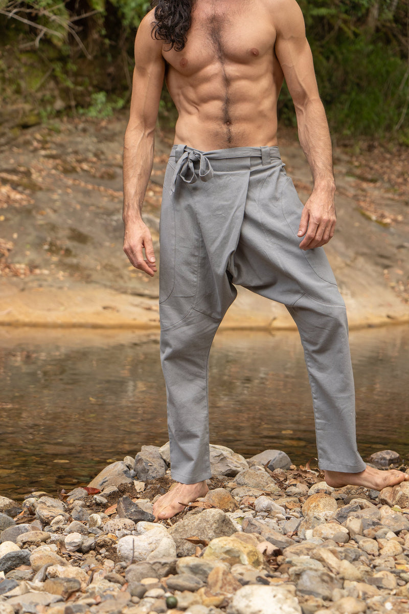 Mens Pants Cotton Drop Crotch Beige Harem Alibaba Yoga Comfortable Breathable One Size Loose Fit Festival Boho Hippie Natural Earthy AJJAYA