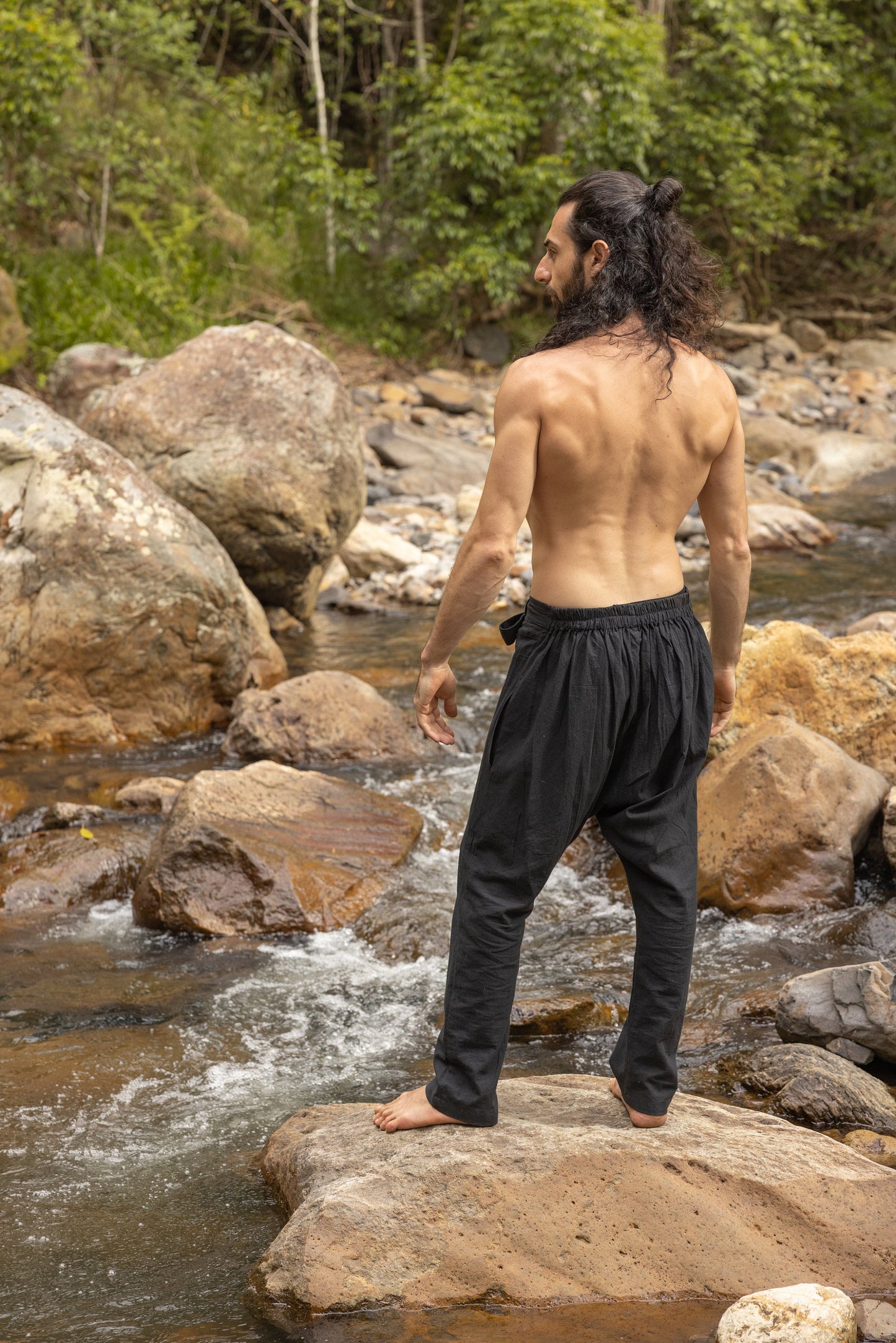 Mens Pants Cotton Drop Crotch Black Harem Alibaba Yoga Comfortable Breathable One Size Loose Fit Festival Boho Hippie Natural Earthy AJJAYA