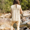 TAONGA Mens Vest Beige Cotton With Pocket Block Printed Tribal Patterns Handmade Naturally Dyed Earthy Viking Primitive Goa Festival AJJAYA