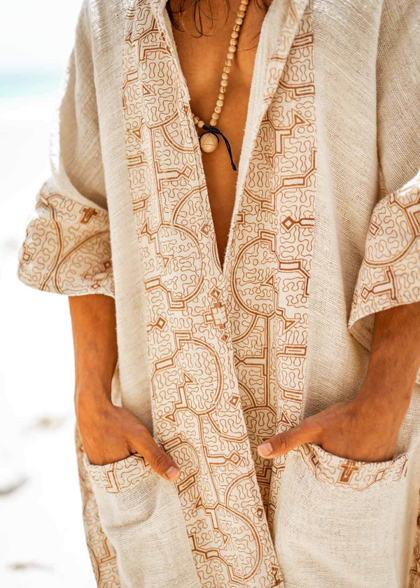 Handwoven Beige Pure Merino Wool Kimono Wrap / Cape main image 0