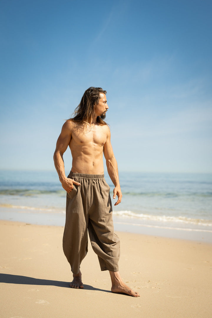 Mahan Pantalon Yoga homme, Taupe (Beige) (beige / S)